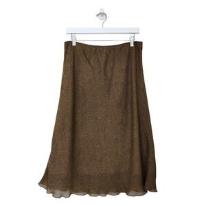 Vintage 80s/90s Abstract Print Brown Tan Midi Skirt Witchy Goth Academia M